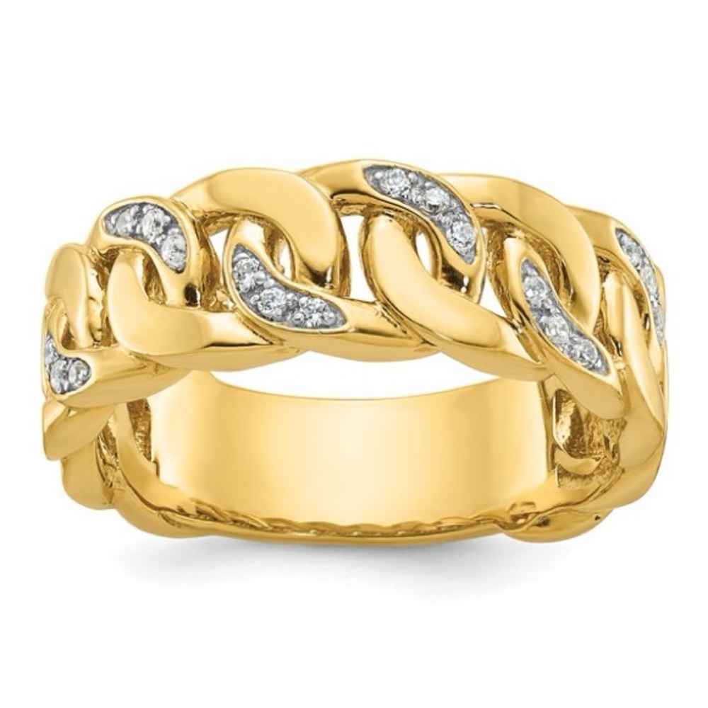 10K IBGoodman Men's Link Design Diamond Ring – Bold Style, Timeless Luxury